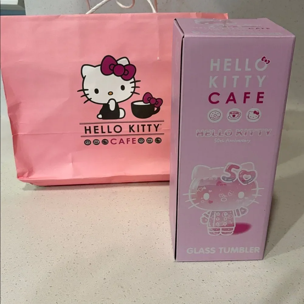 Hello Kitty Cafe Exclusive 50th Anniversary Glass Tumbler New Release 20…